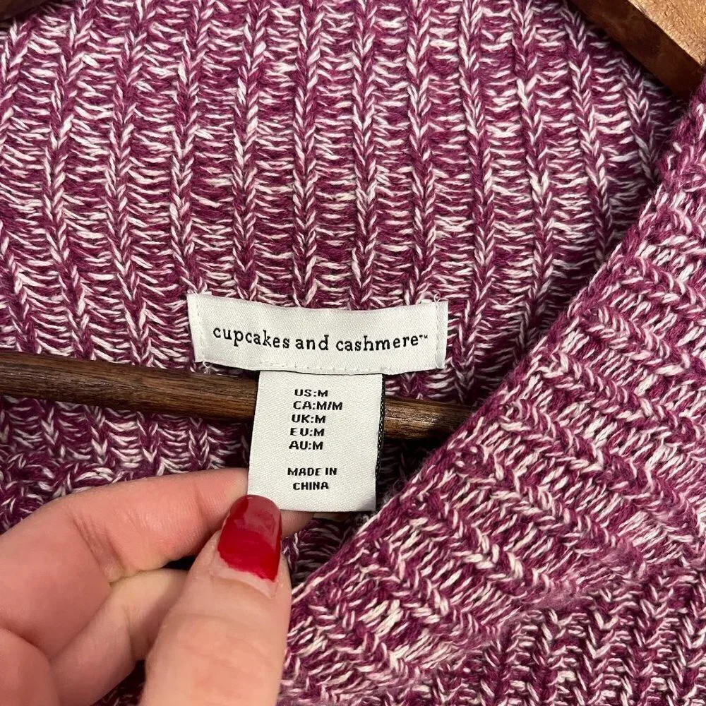 Cupcakes and Cashmere Women's NWT Pink Chunky Knit Balloon Mock Sweater Medium